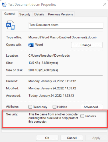 Excel unblock macros