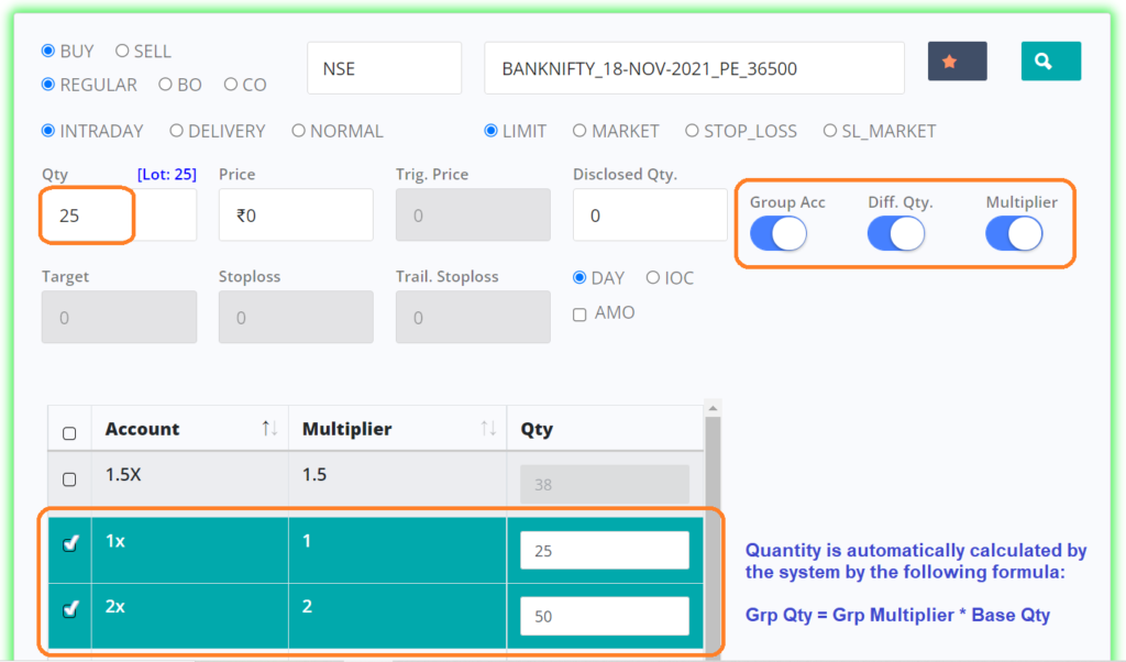 Copy order across multiple groups with quantity multiplier