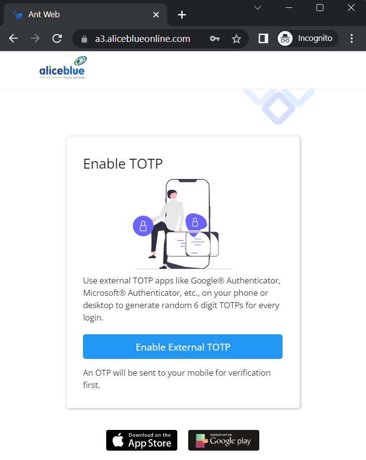 Enable TOTP screen