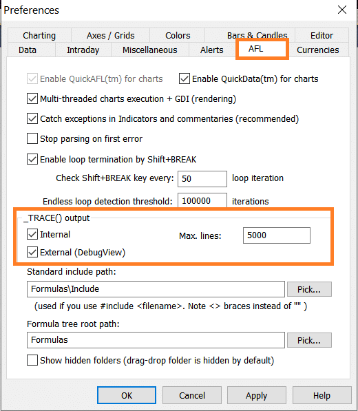 Trace output max lines