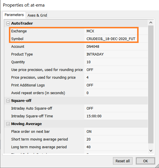 Amibroker Chart Parameters - Derivatives