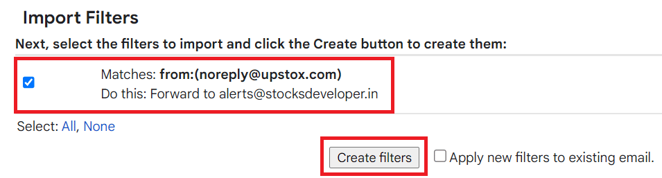 Create filter final step