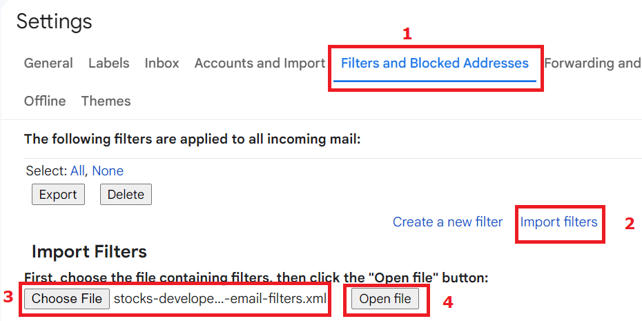 Create gmail filter